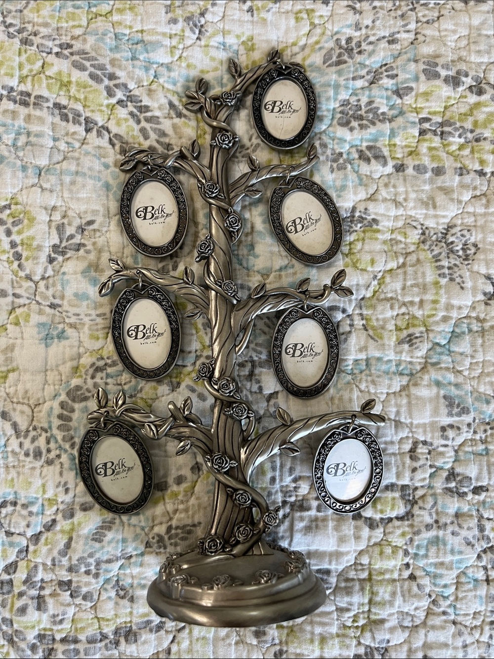 belk Silver Ornate Family Tree Photo Frame Stand